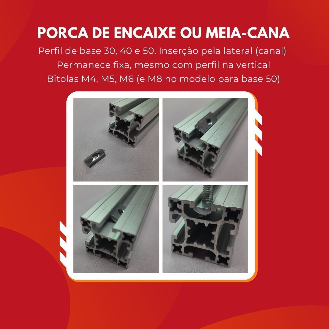 Porca de Encaixe para Perfil de Aluminio