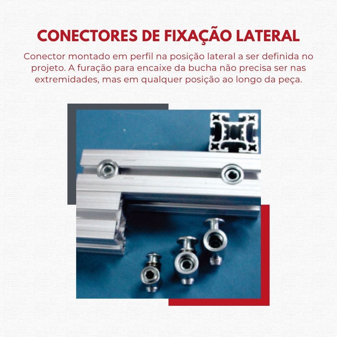 Conector de Fixação Lateral de Perfil de Aluminio