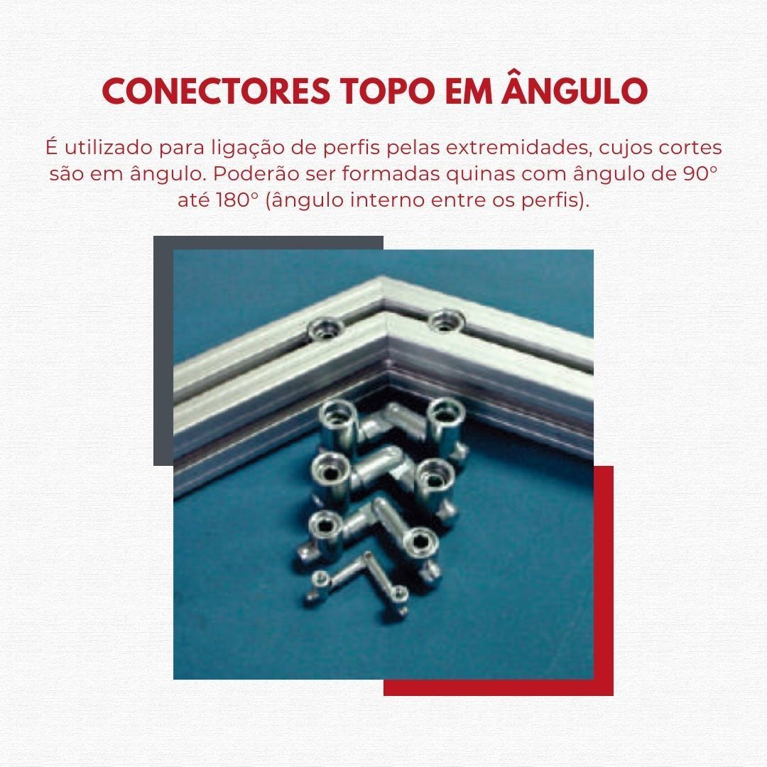 Conector Topo em Ângulo de Perfil de Aluminio